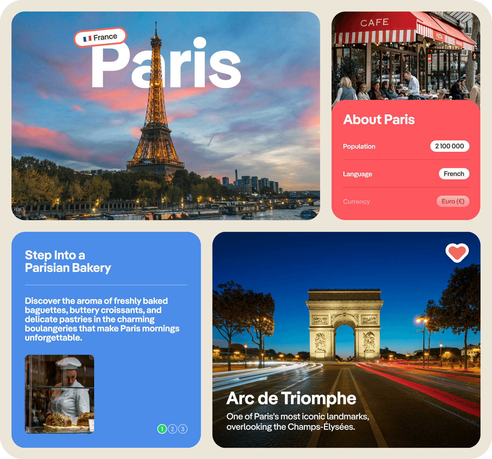 Paris city hub preview with landmarks and local experiences
