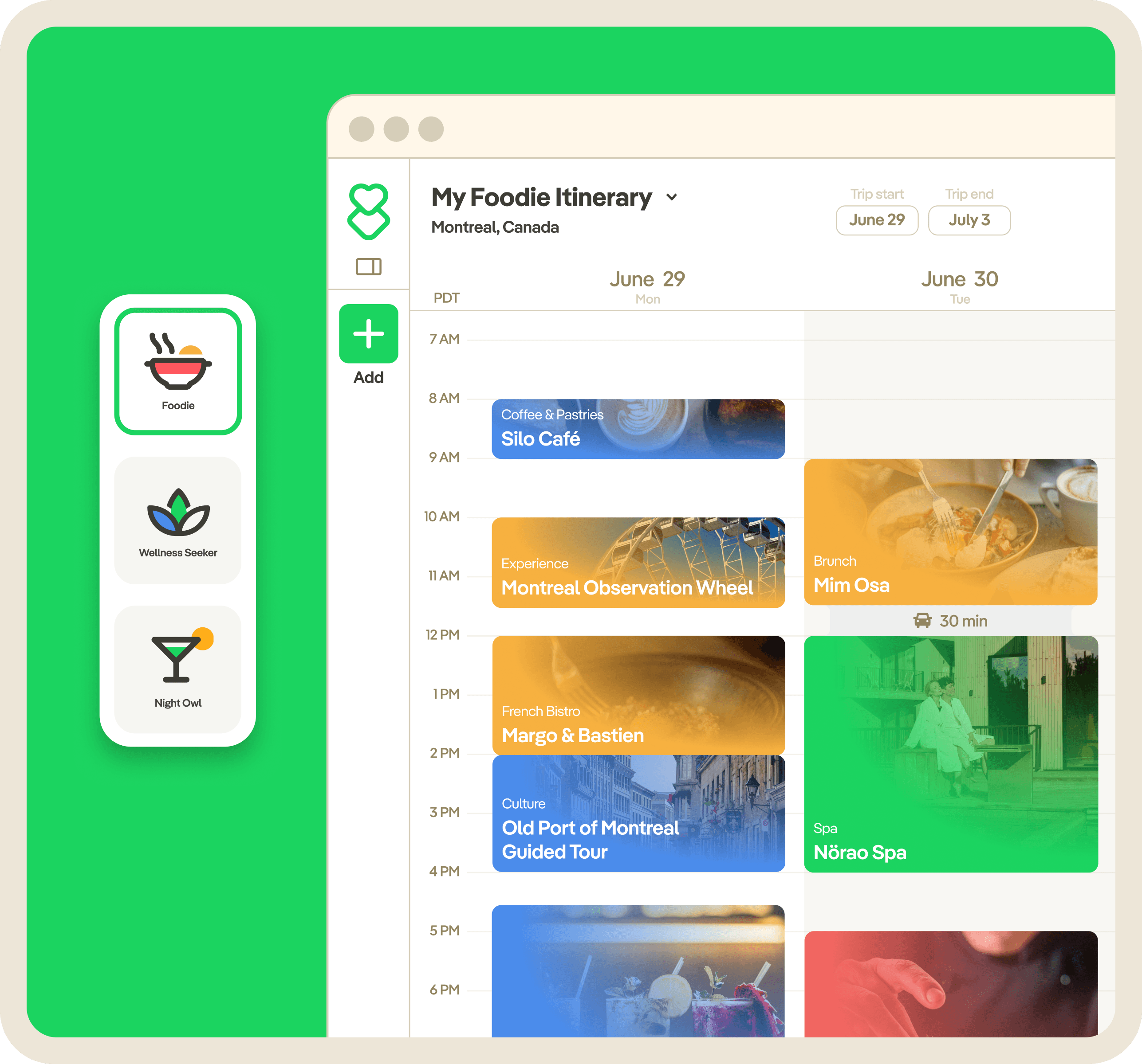 Personalized itinerary schedule preview