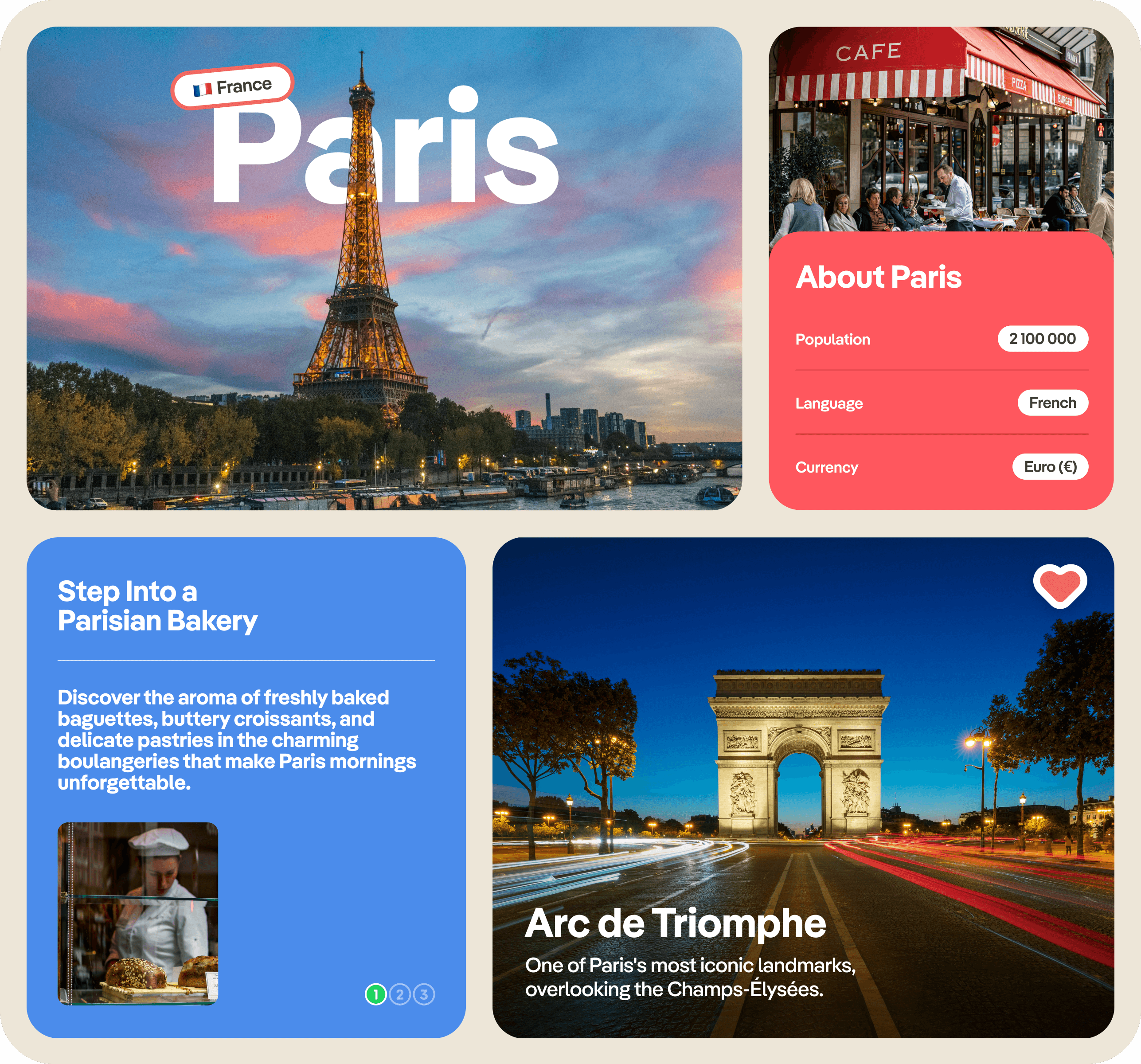 Paris city hub preview with landmarks and local experiences