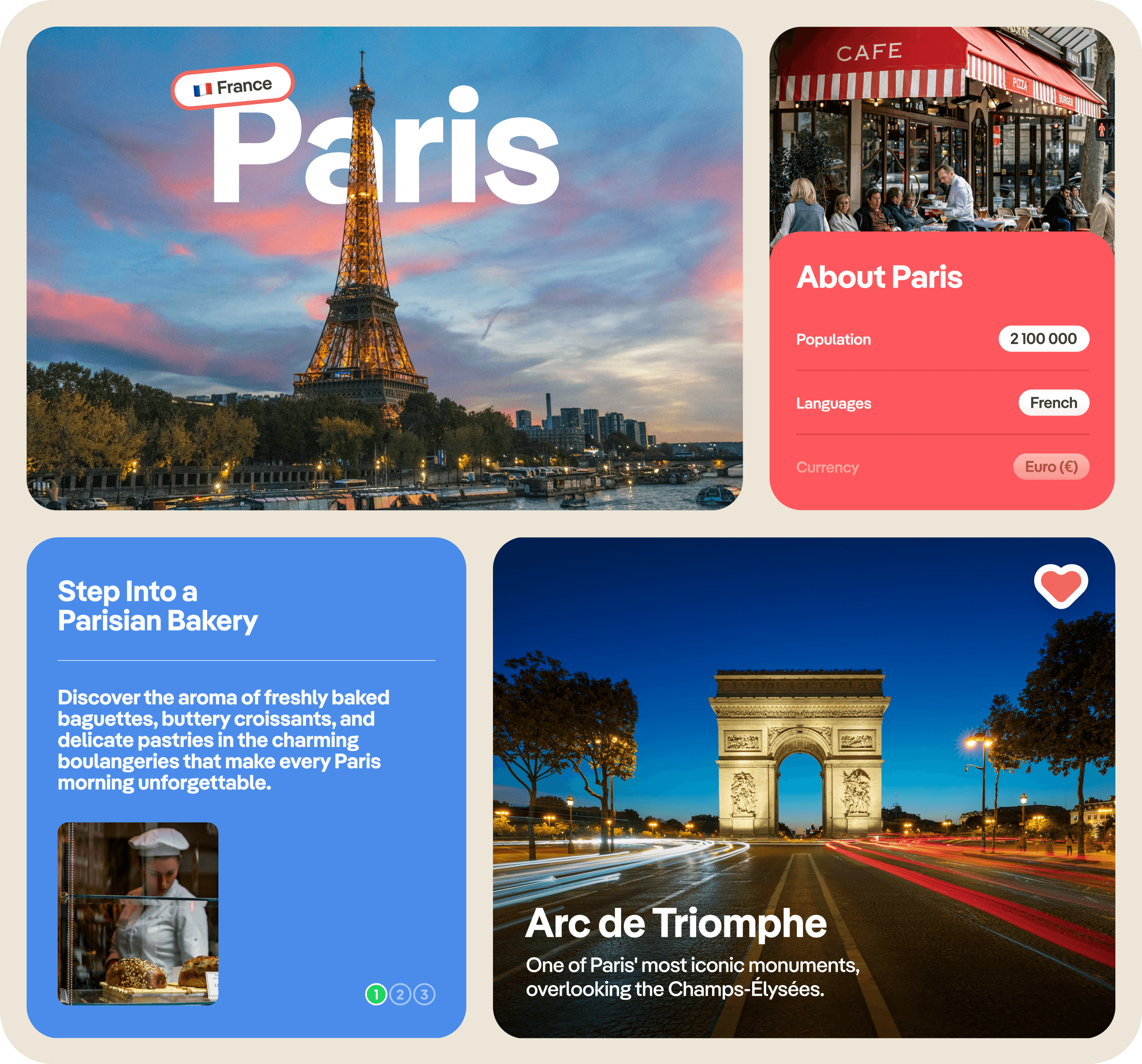 Paris city hub preview with landmarks and local experiences