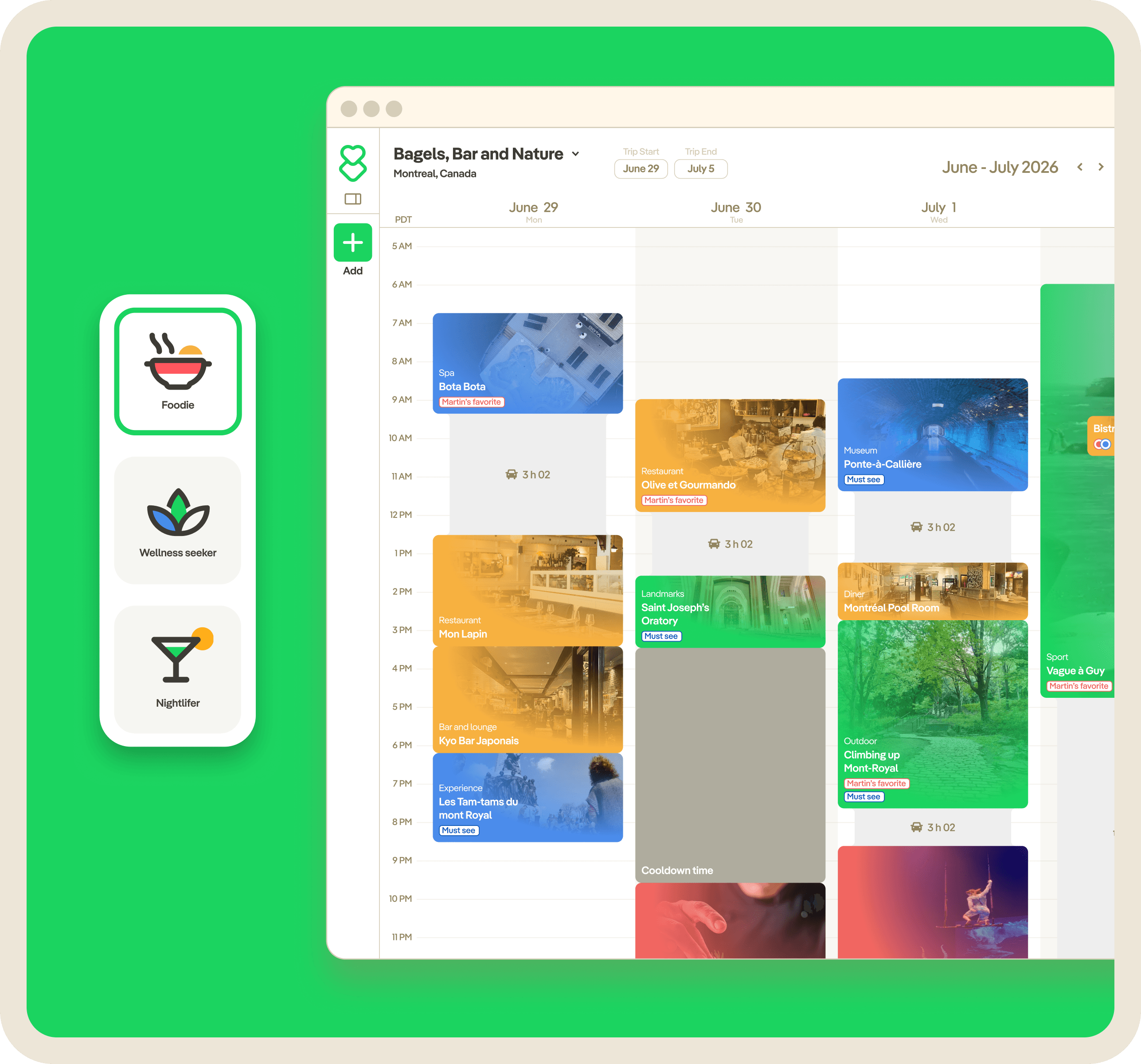 Personalized itinerary schedule preview